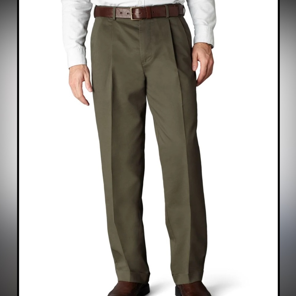 Dockers Dark Green D4 Relaxed Pleated Trouser Pants 42x30